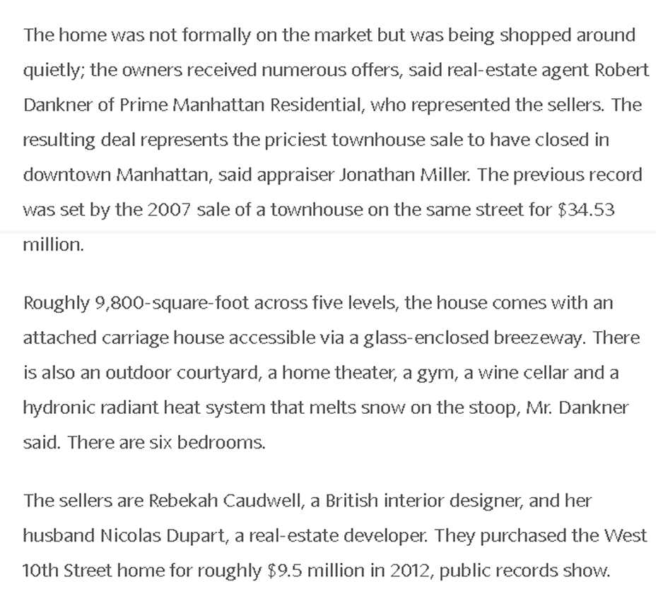 Manhattan Townhouse Sets a New Record part 2