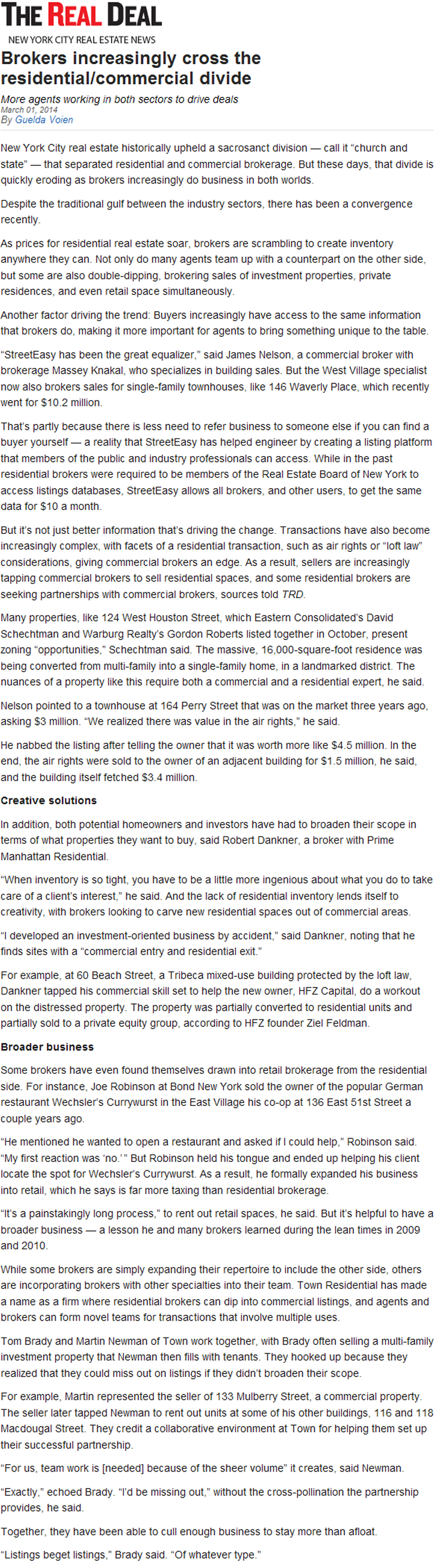 Brokers Increasingly Cross the Residential / Commercial Divide part 1