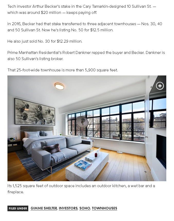 Arthur Becker Selling Sullivan Street Townhouse part 2